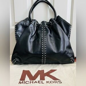 Michael Kors Black Leather Shoulder Bag with Studs